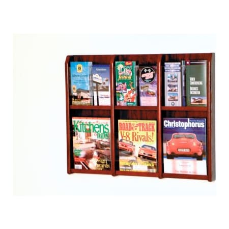 Wooden Mallet 6 Magazine/12 Brochure Oak & Acrylic Wall Display - Mahogany LM-9MH